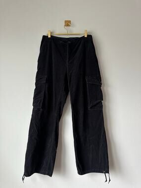 Vintage Y2K Gap Black Cargo Pants Utility Drawstring Hem Size 12